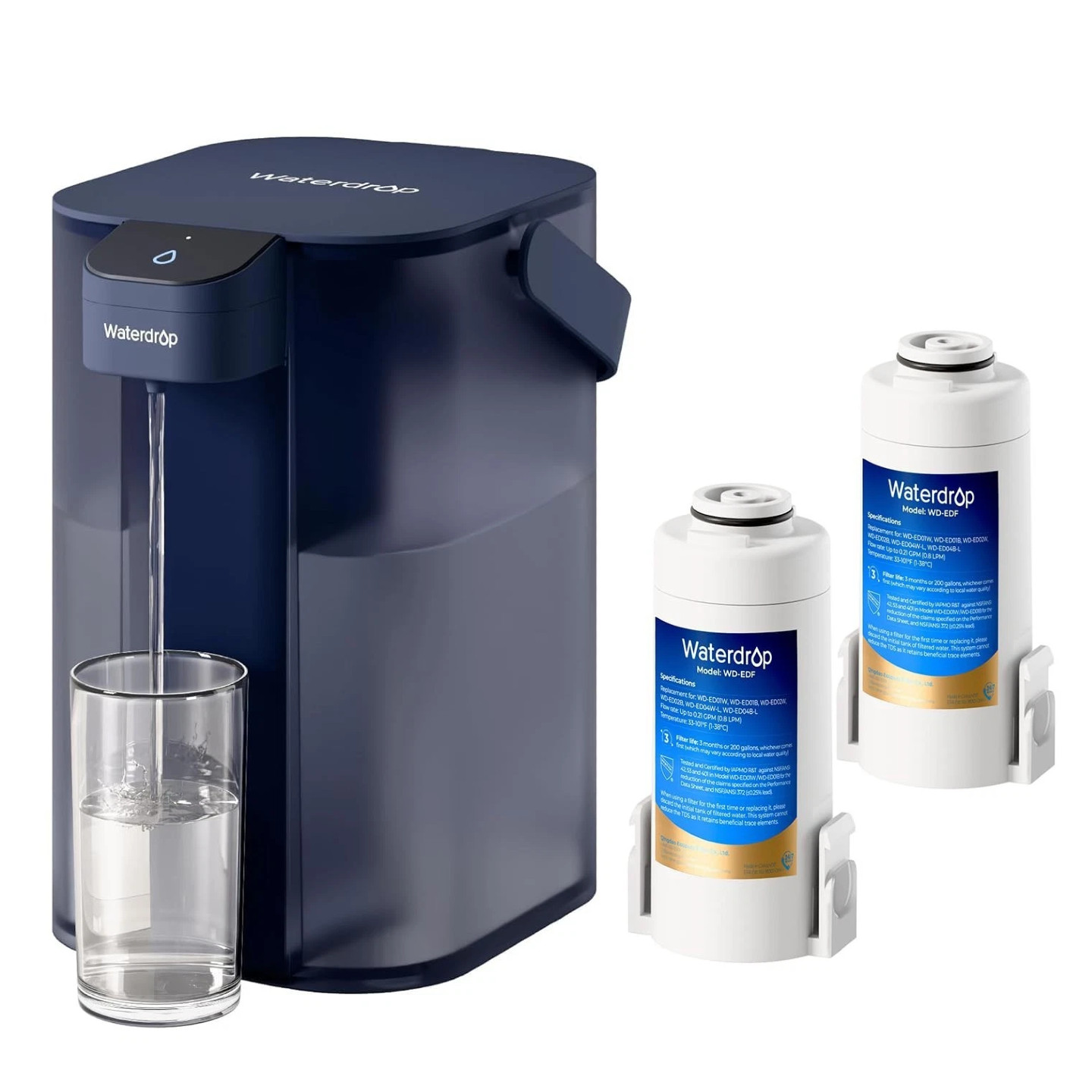 Waterdrop Electric Water Filter Pitcher, Dispenser,200-Gallon,with 2 Filter