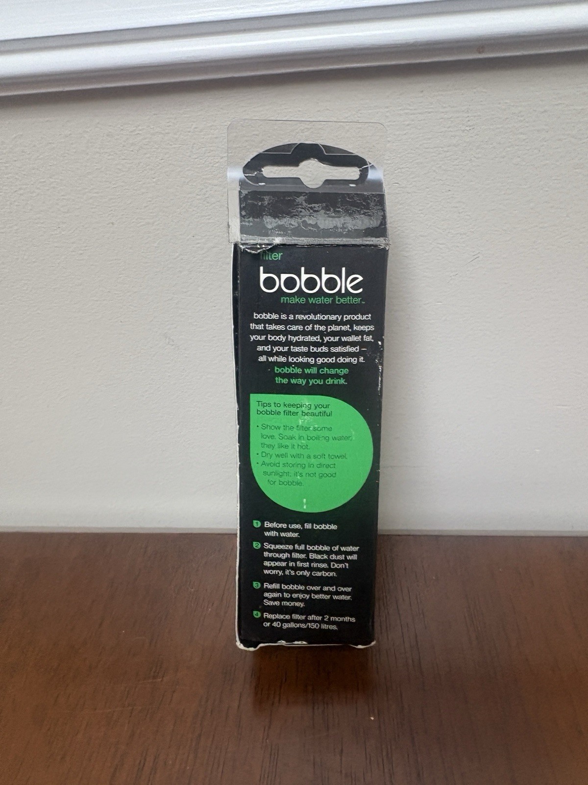 Bobble Filters GREEN Carbon Filter Reduce Chlorine Water Filters Open Box