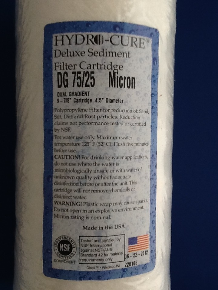 HYDRO CURE DELUXE DG 75/25 BIG BLUE 10″x4.5″ SEDIMENT FILTER