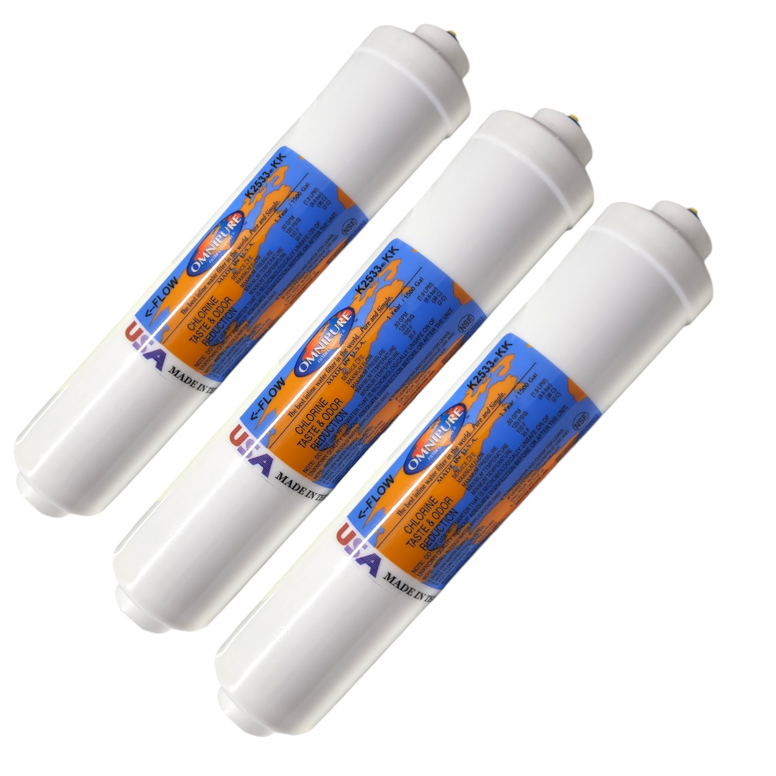 Omnipure K2533-KK Carbon filter for Chlorine and Taste 10″x 2″ for 3/8″ QC 3PK