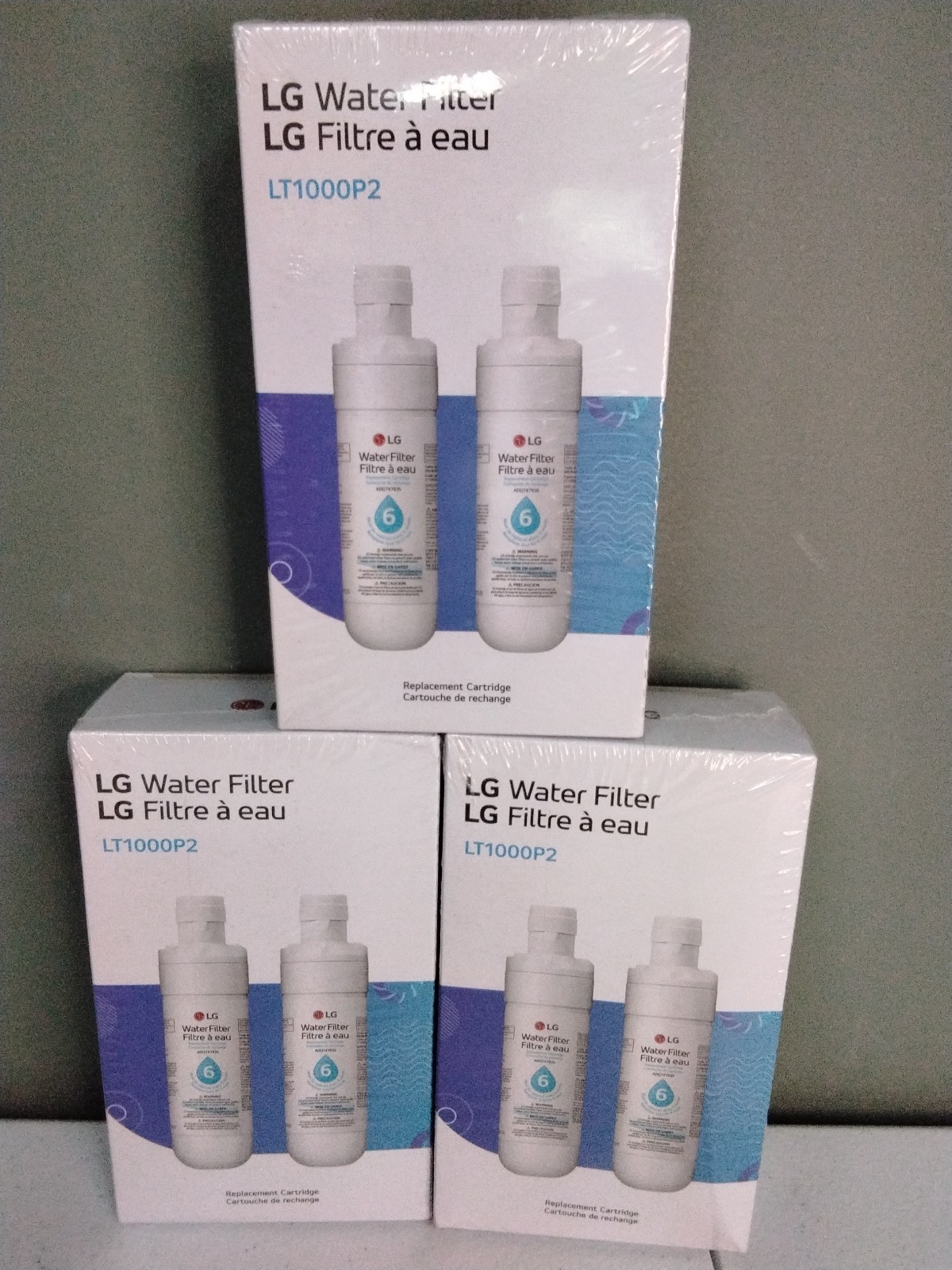 3 Pack X2 Genuine LG LT1000P2 6-Month / 200 Gal Refr Replacement Water Filter