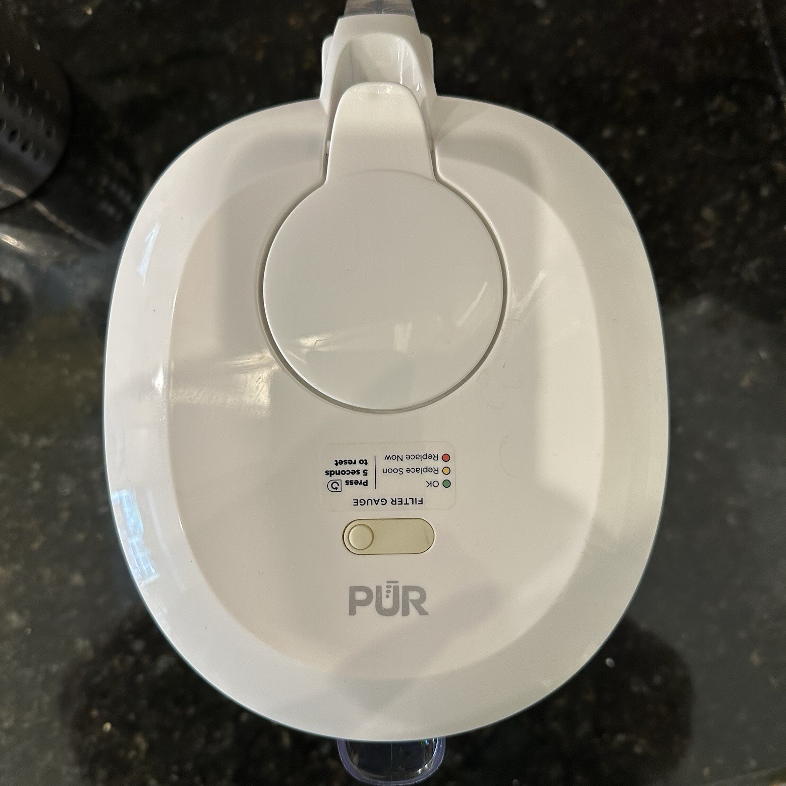 PUR 7 Cup Pitcher Filtration System, White and Blue, Dispenser Jug With Handle