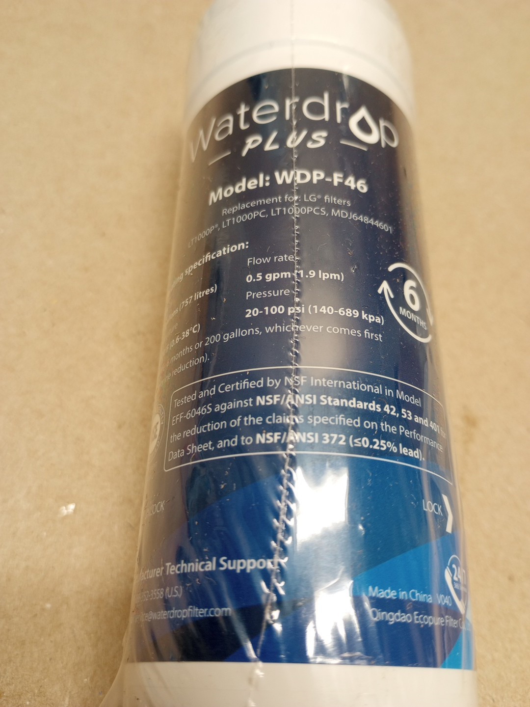 NEW Waterdrop Plus Refrigerator Water Filter and Air Filter for LG® WDP-F46 2 PC