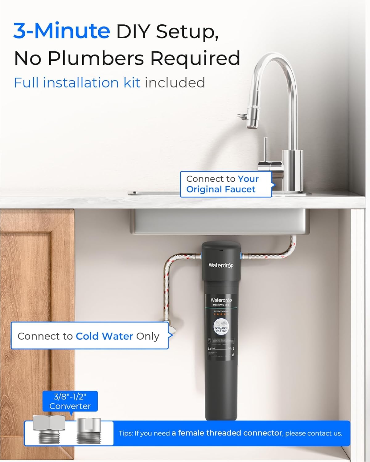15UA under Sink Water Filter System, 2 Years, Reduces Lead, Chlorine, Bad Taste