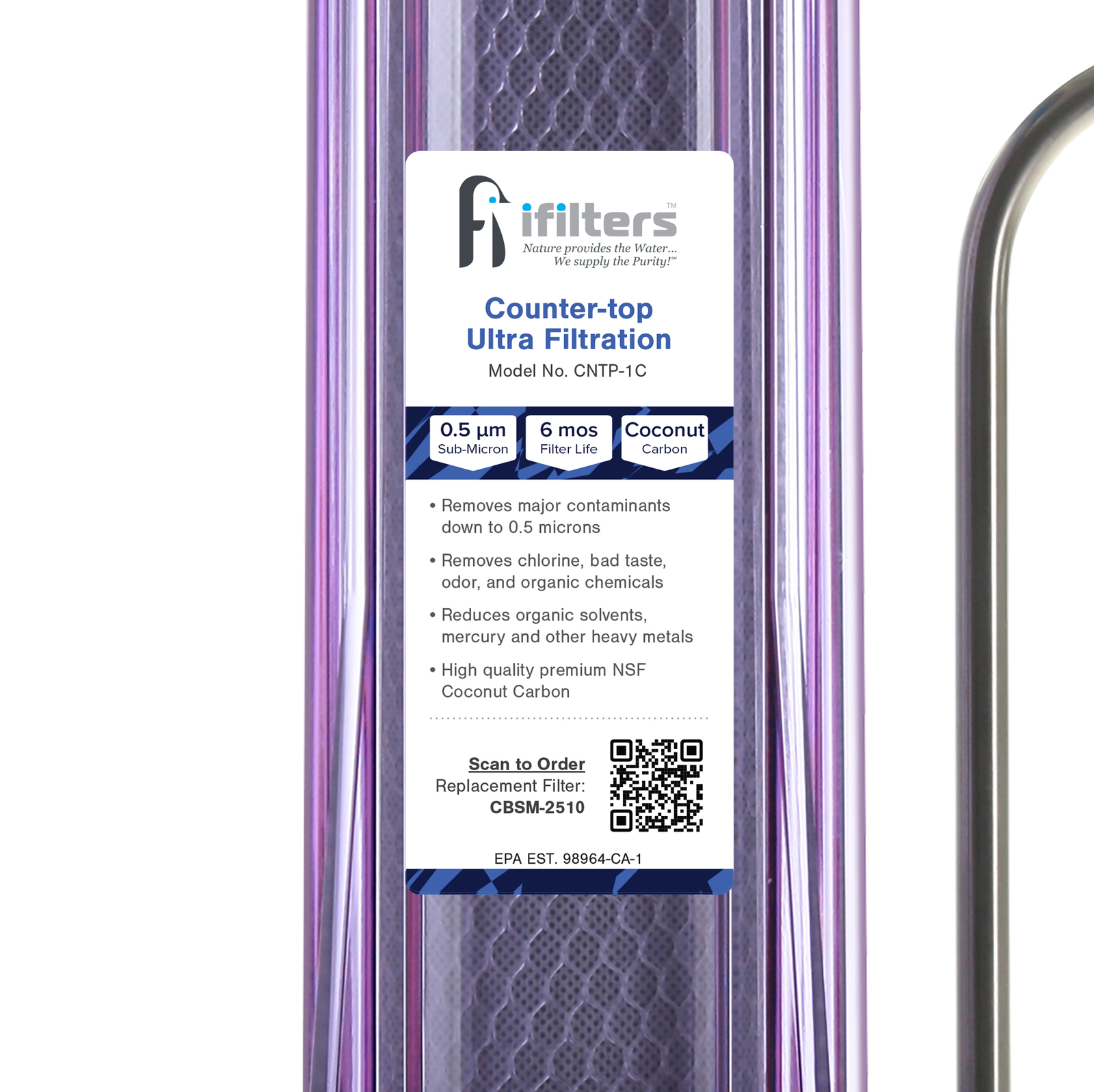 Countertop Ultra Drinking Water Filter For VOCs Cysts Pesticides Chlorine, Clear