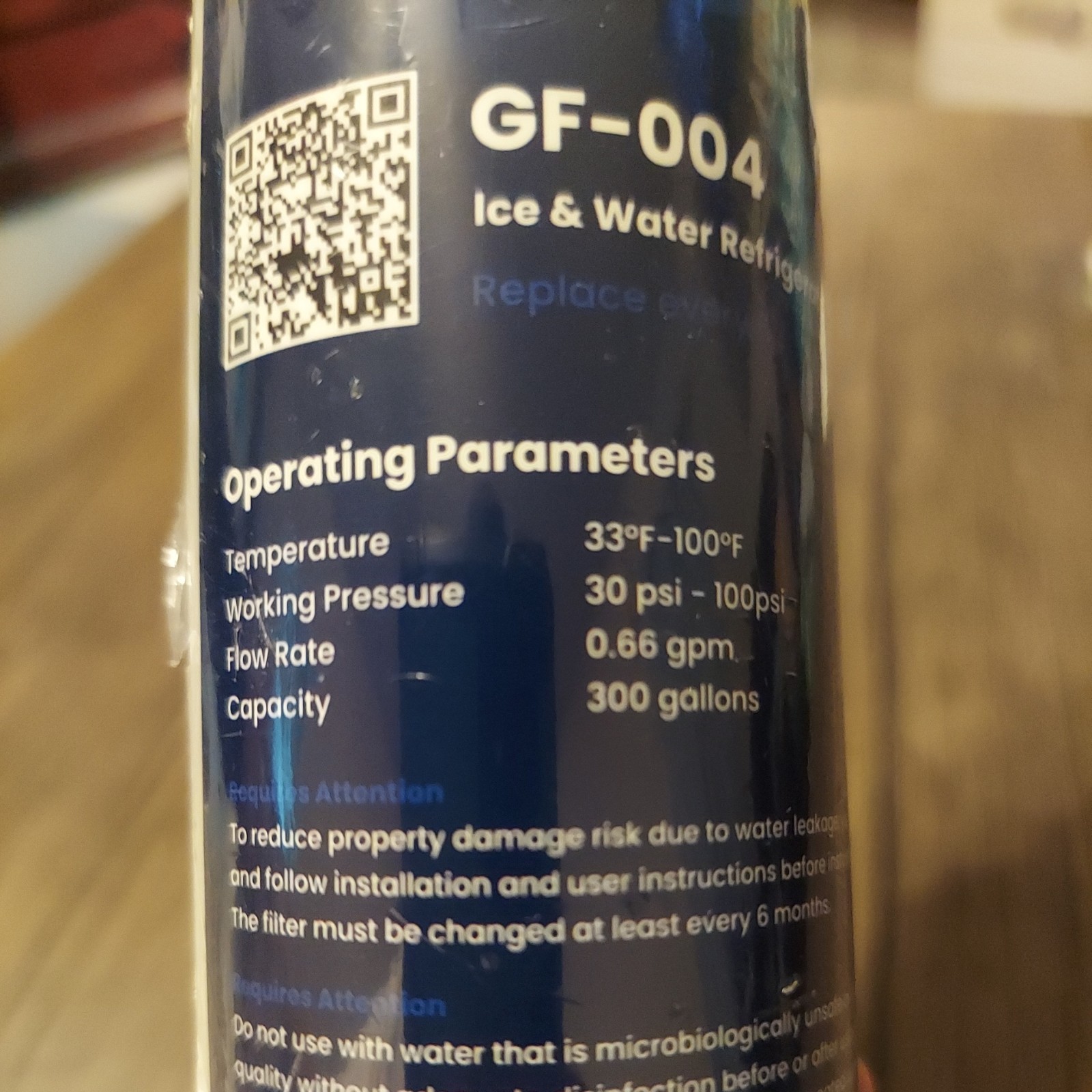 1 Pack Glacier Fresh GF-004 Ice Water Refrigerator Filter 300 gal – New Sealed