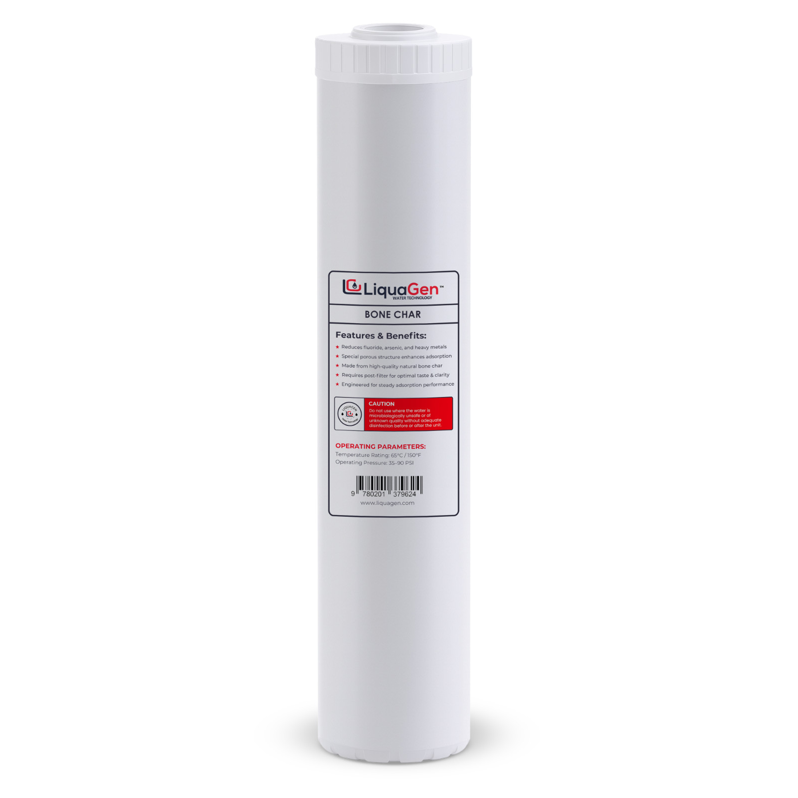 LiquaGen 4.5” x 20” Bone Char Filter Cartridge – Fluoride Reduction