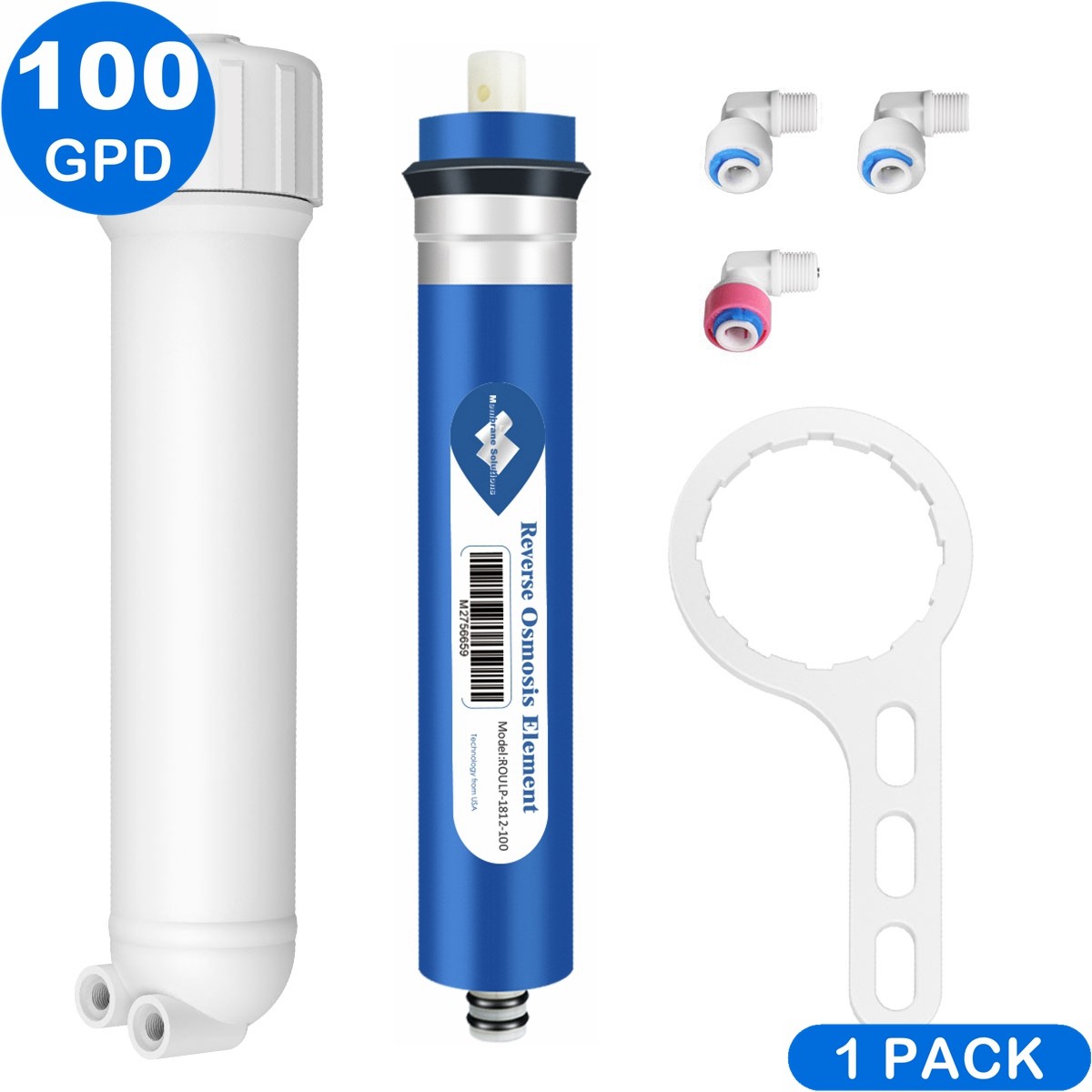 10 Pack 100 GPD Reverse Osmosis RO Membrane Water Filter Housing Replacement Set