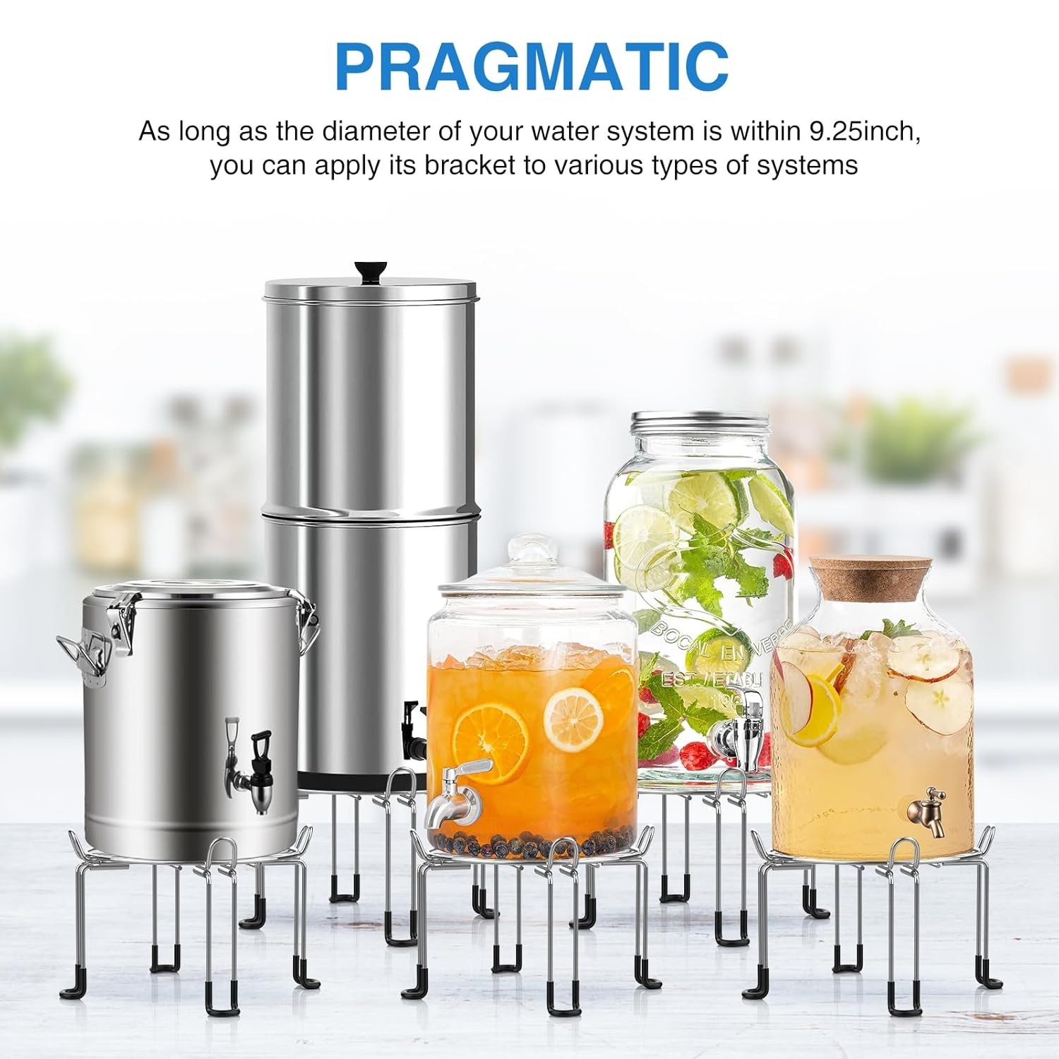 Gravity-Fed Water Filter System Stand, Detachable Stainless Steel Stand Compa…