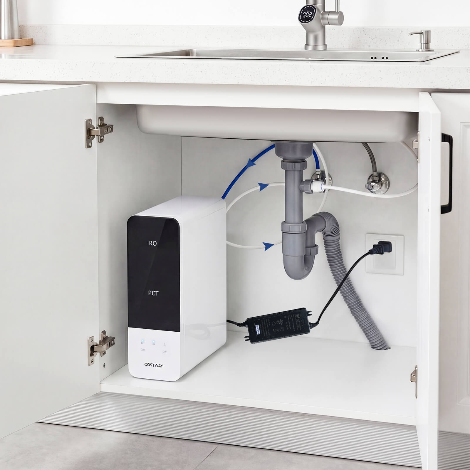 800 GPD Tankless Under-Sink RO System w/ 8-Stage Filtration & Smart LED Faucet