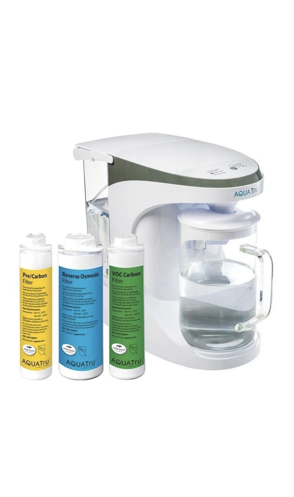 AQUATRU Carafe Countertop Reverse Osmosis Water Purifier NEW open Box