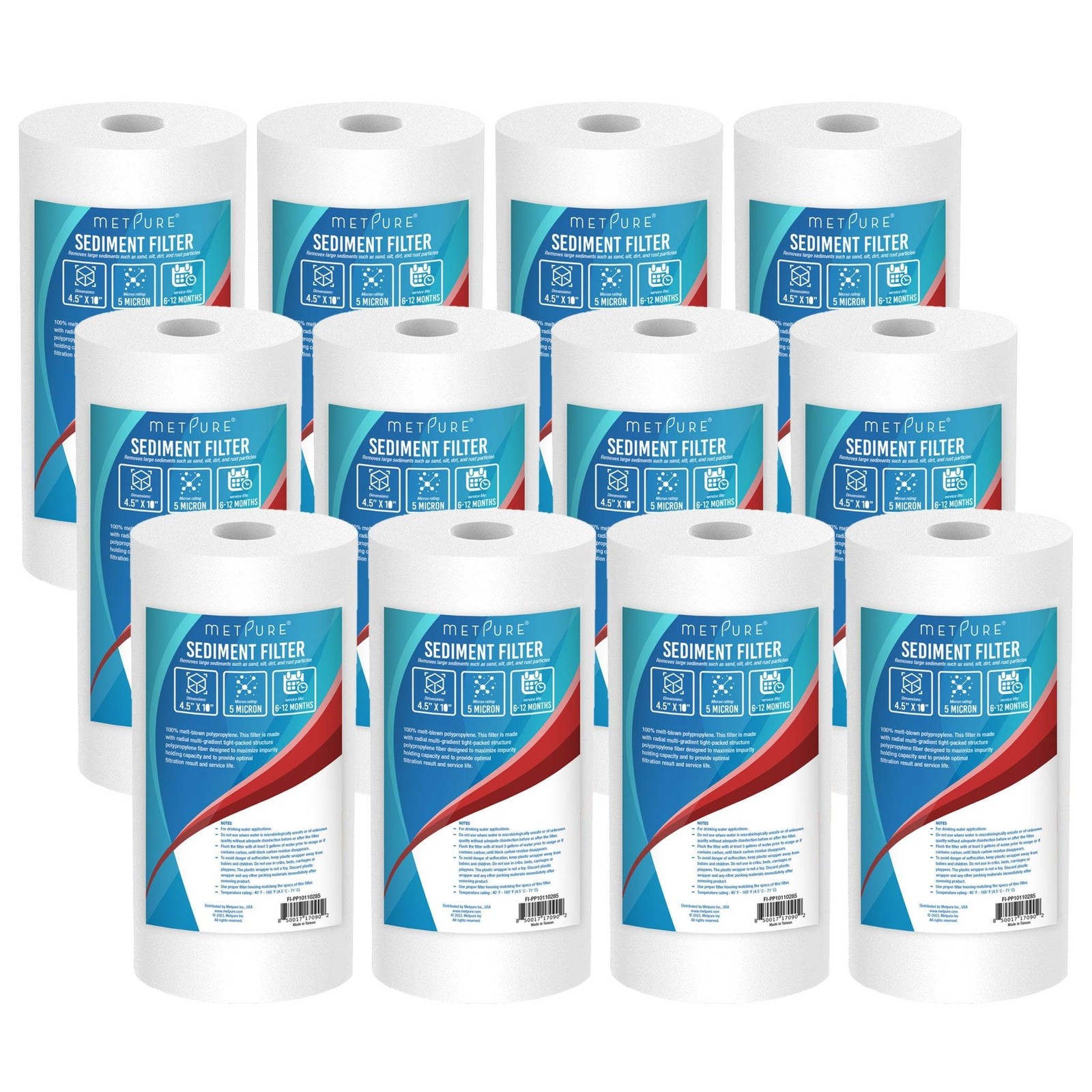 1 to 18 Pack 10″ x 4.5″ Whole House PP Sediment Water Filter Cartridge- 5 Micron