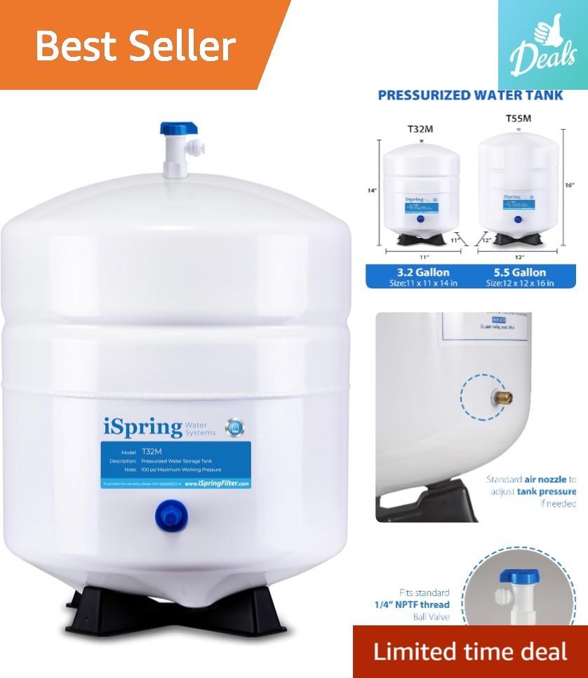 Stainless Steel 4 Gallon Pressurized Storage Tank for Reverse Osmosis Systems