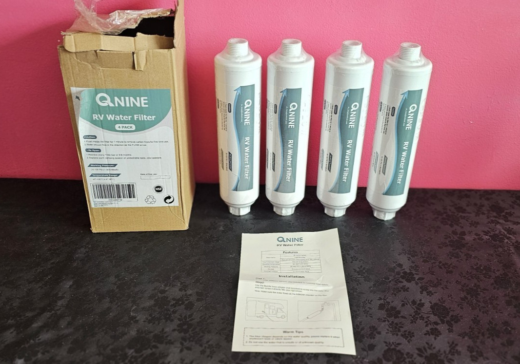 QNine RV Water Filter – 4 Pack – RV Camper Replacement Cartridge 20-100psi READ