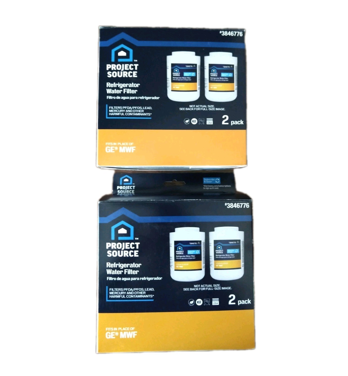 Project Source #3846776 G-1-2 Refrigerator Water Filter fits (GE MWF) 2 2-Packs