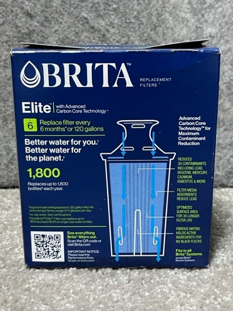 2 Count Brita Elite Replacement Filters for Pitchers Dispensers Blue