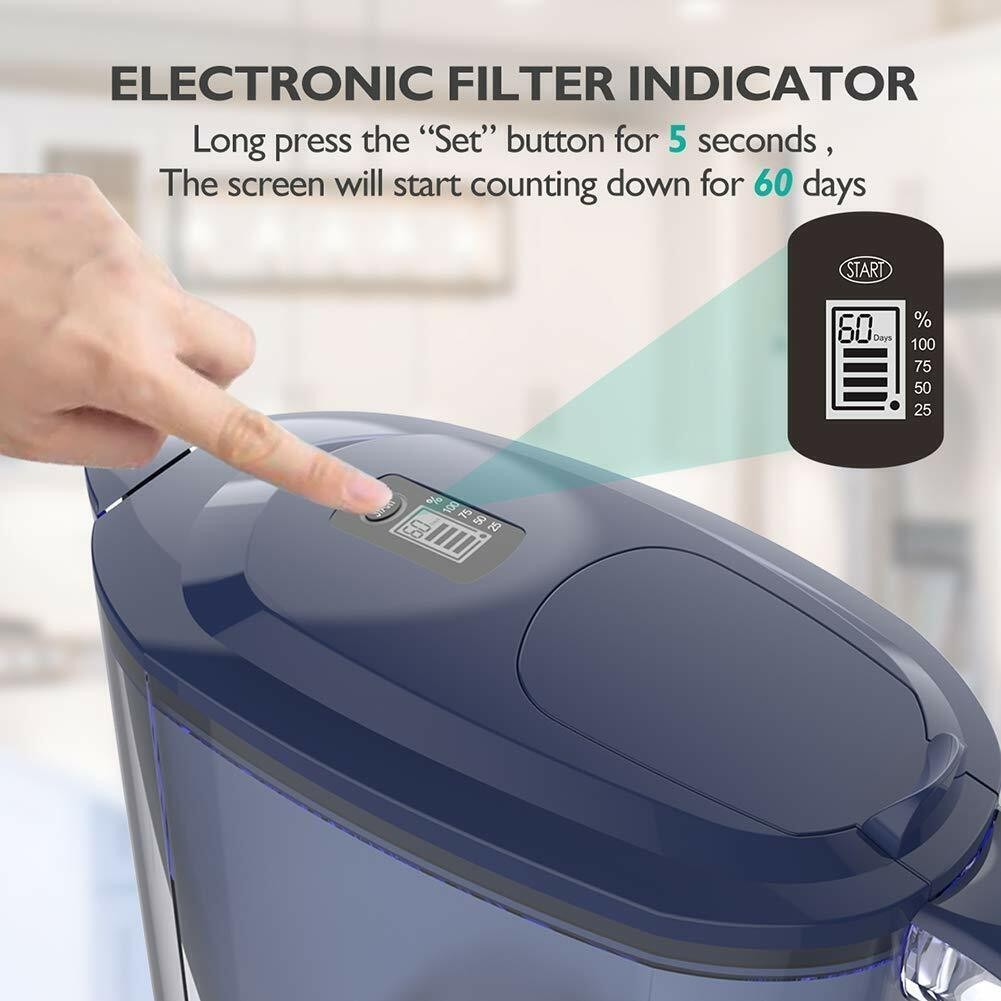 DP06Water Filter Jug Water Pitcher Purifier Cartridge Electronic Indicator 10Cup