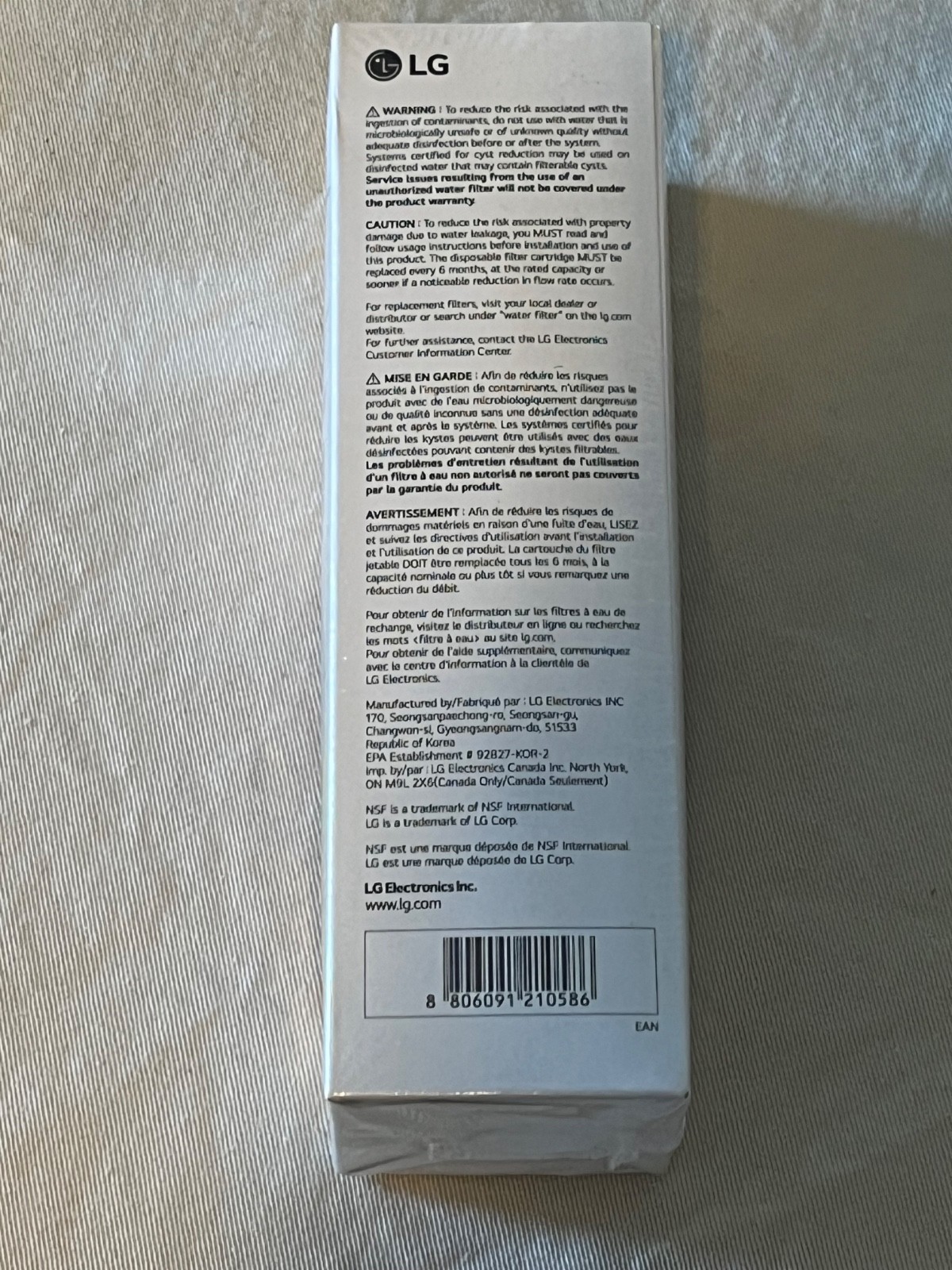 LG LT1000P/PC/PCS Water Filter White Genuine LG Brand NEW SEALED