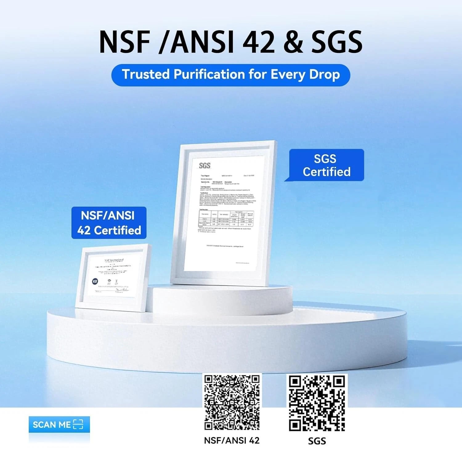 Stainless Steel Faucet Water Filter with 360° Rotation