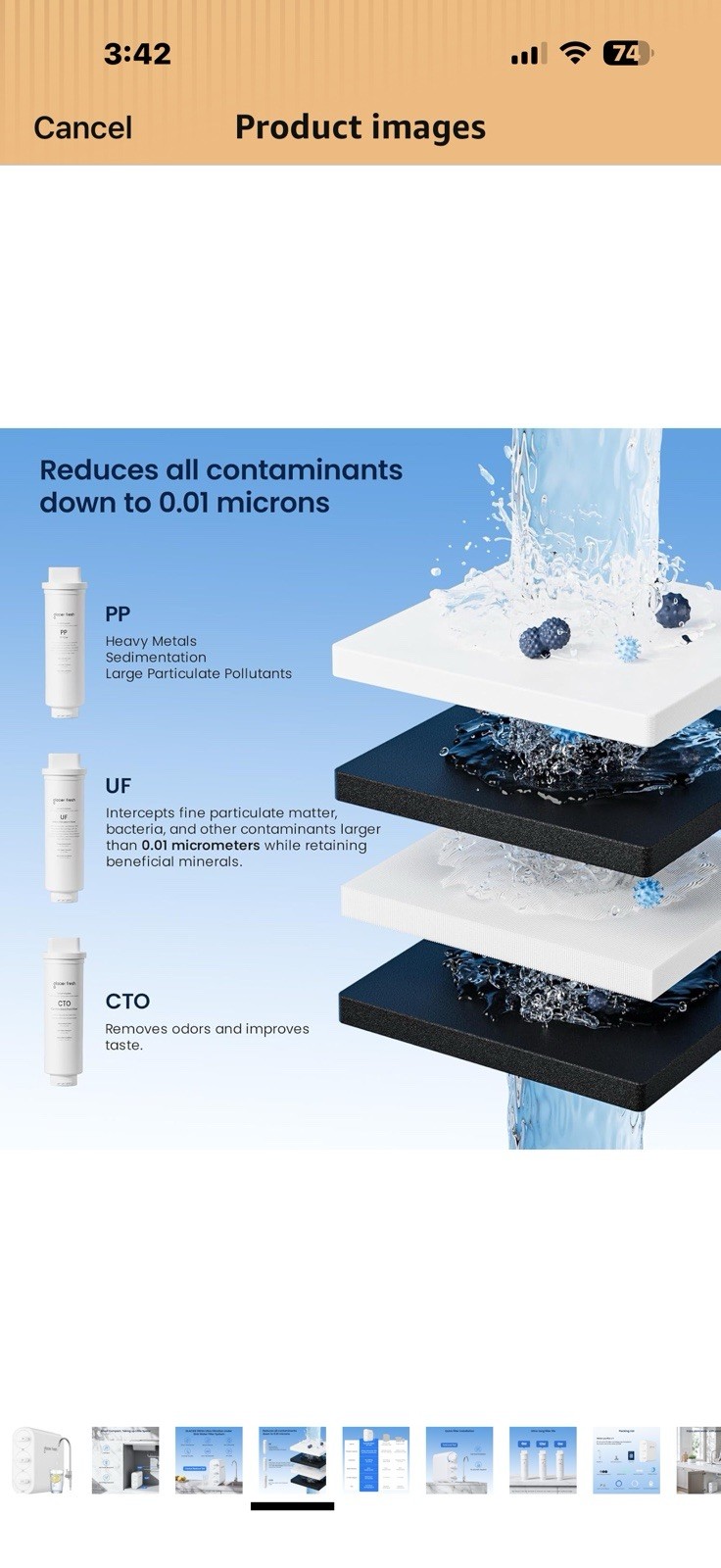 GLACIER FRESH GFU06 0.01μm Ultra Filtration Under Sink Water Filter System,