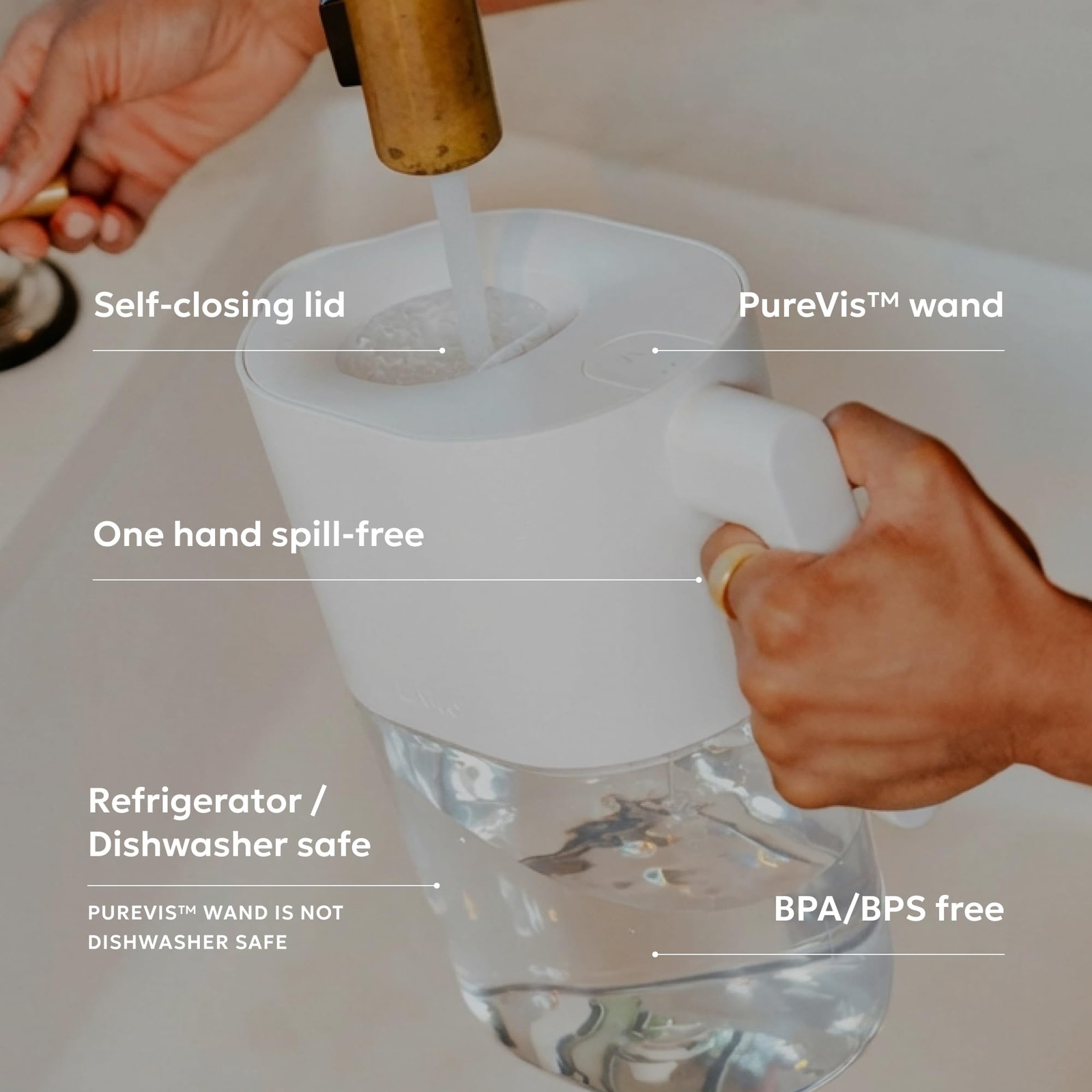 PureVis 3-in-1 Water Pitcher – Purifier, Filter & Tracking, 8-Cup Water Purif…