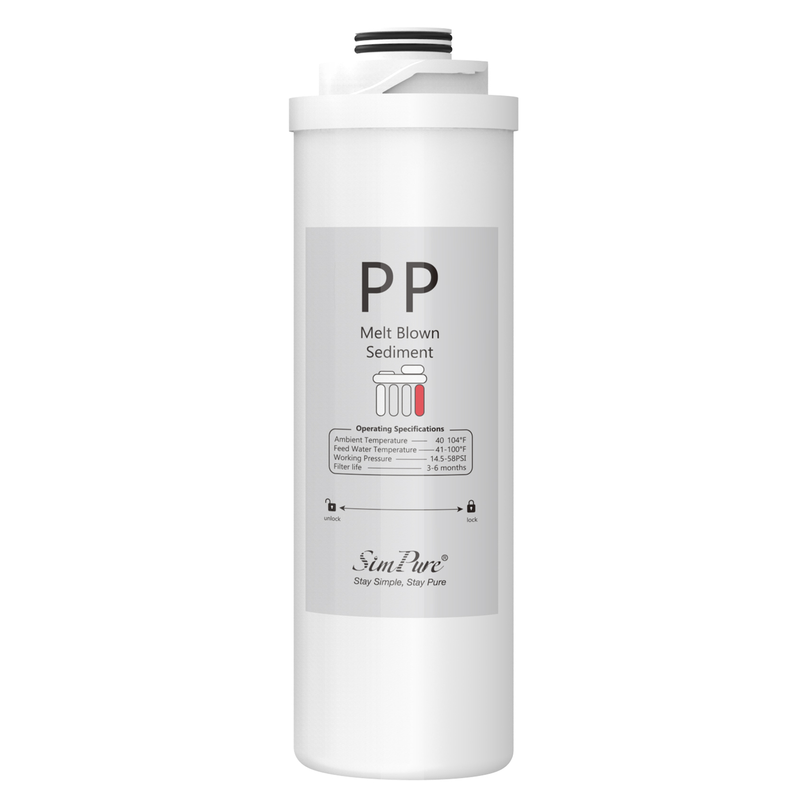 SimPure WP2-400UV/T1-400UV Series PP Sediment Water Filter Replacement Cartridge