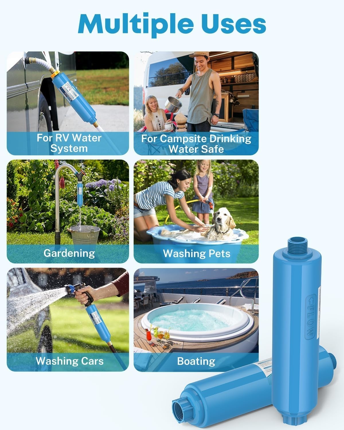 2 Pack Inline Water Filter – Protects Against Impurities for RV, Marine & Garden