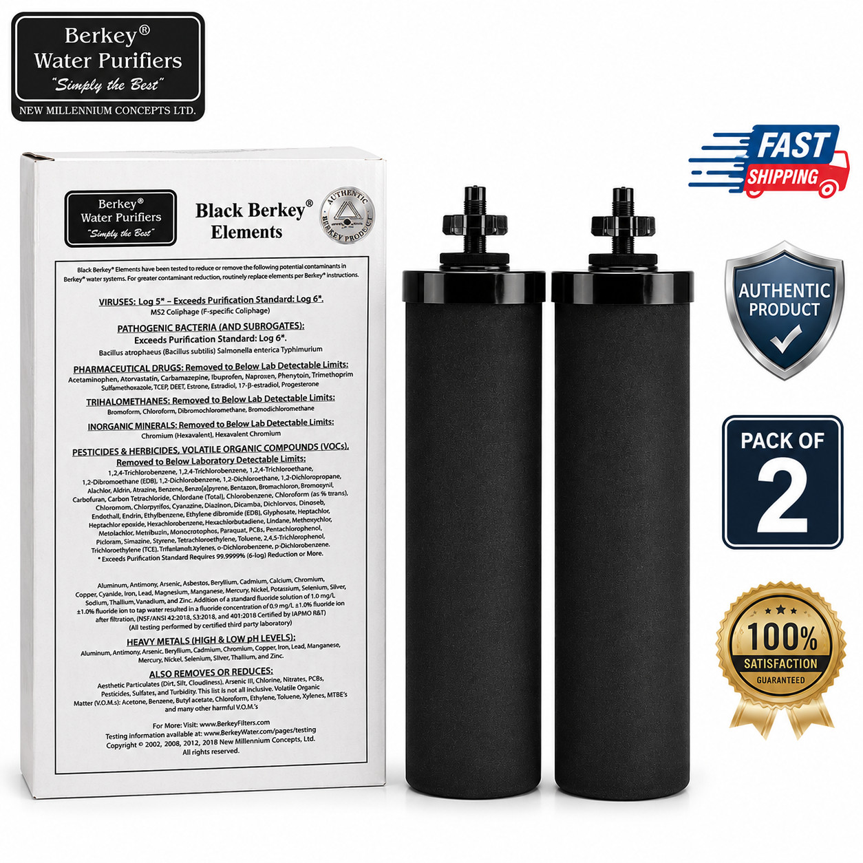 Black Berkey BB9-2 Water Filter Replacement Elements 2 | 4 | 8 Packs