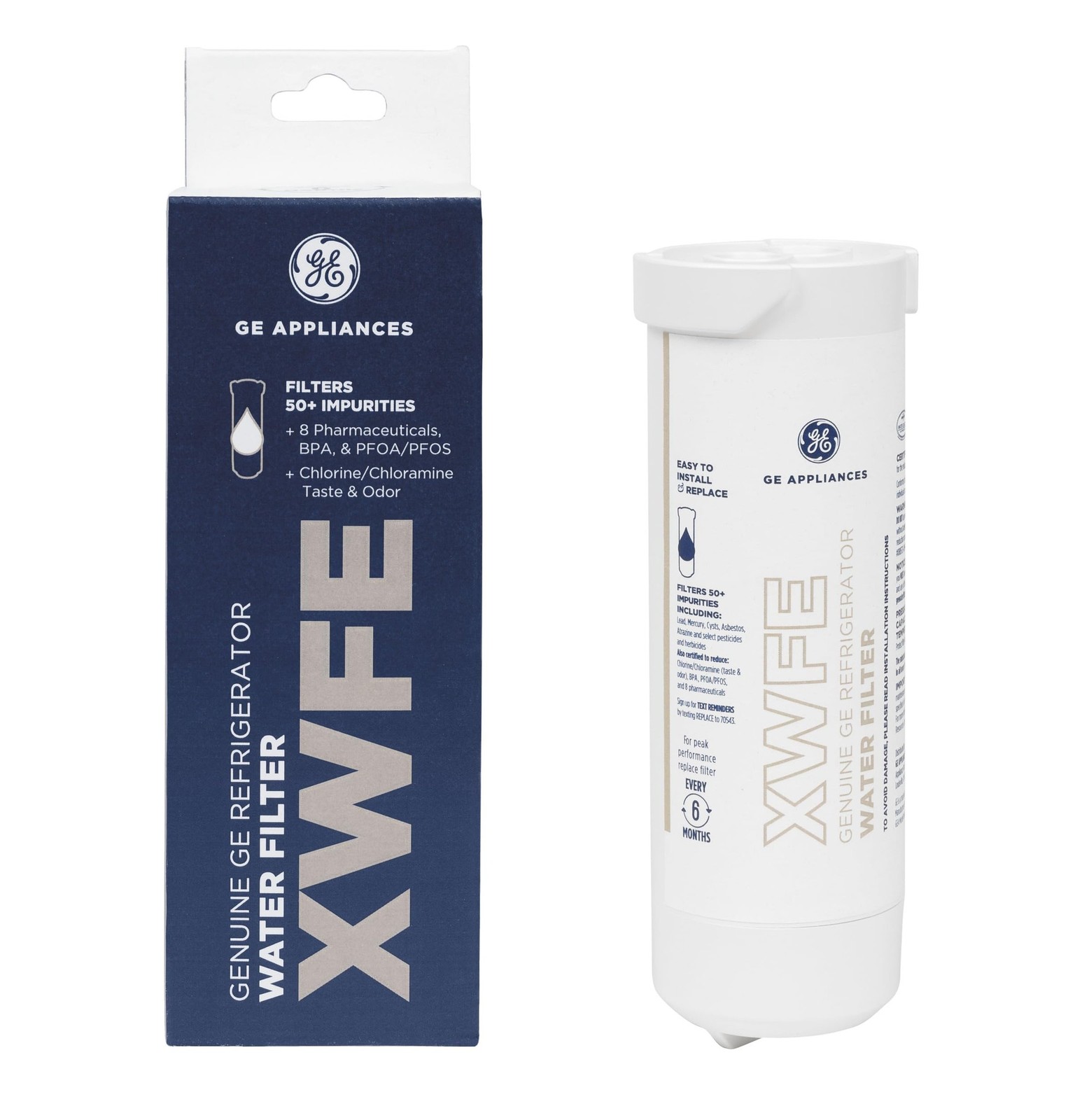 GE XWFE Refrigerator Water Filter, Genuine Replacement Filter, Certified to