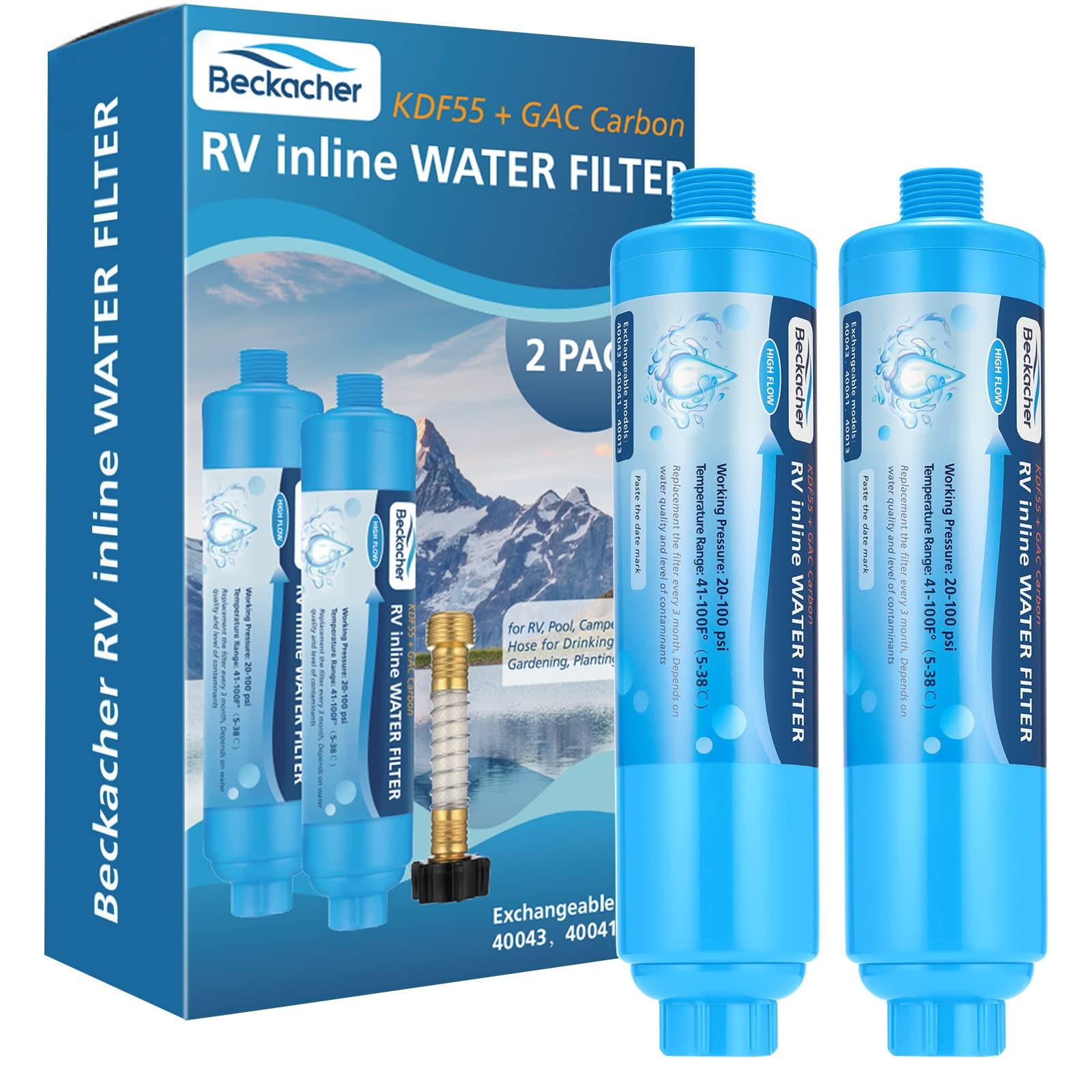 2-pack RV Water Filter, Advanced Inline Filter with Rv, Green