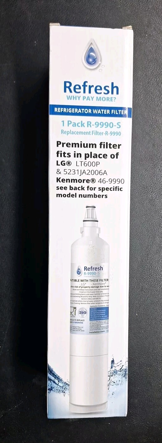 Refresh Premium Refrigerator Water Filter R-9990-S for LG LT600P / Kenmore +🟢