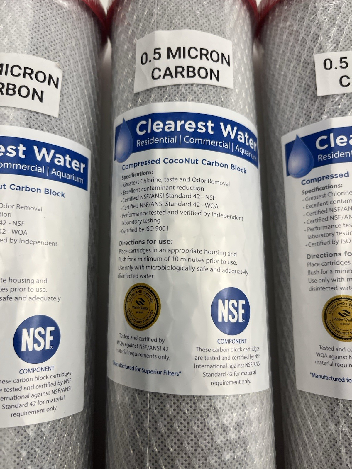 4-pk Clearest Water 0.5 Micron Compressed Coconut Carbon Block Water Filter