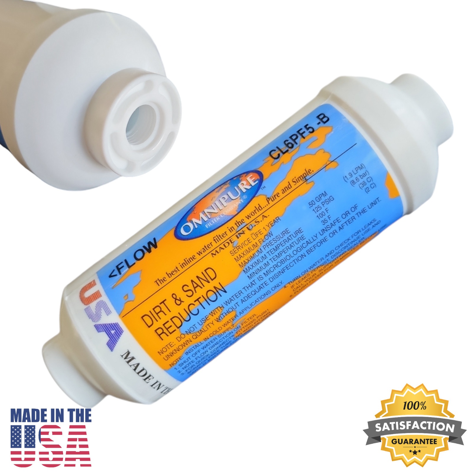 Omnipure CL6PF5-B Dirt & Sand Reduction 6″ x 2″ for 1/4″ NPT (3 pack)