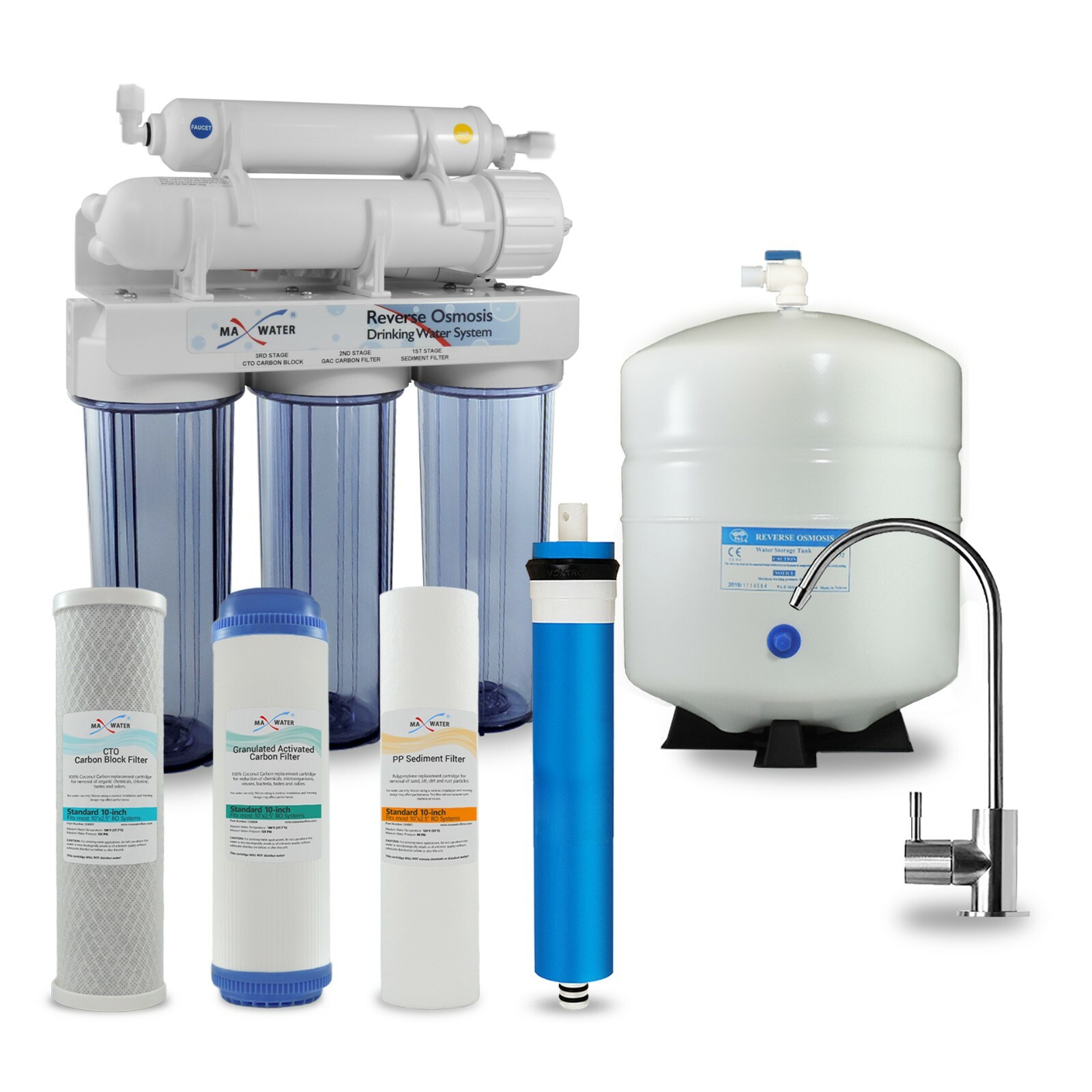 5 Stage Max Water Home Reverse Osmosis System with compression Tube Fittings