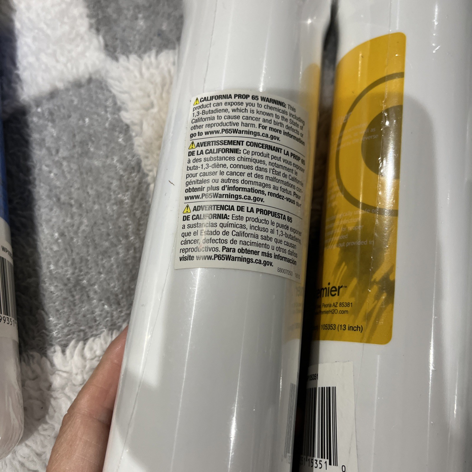 RO Water Replacement Cartridge 2 Yellow 1 Blue 1 Green Push Button, Sealed.