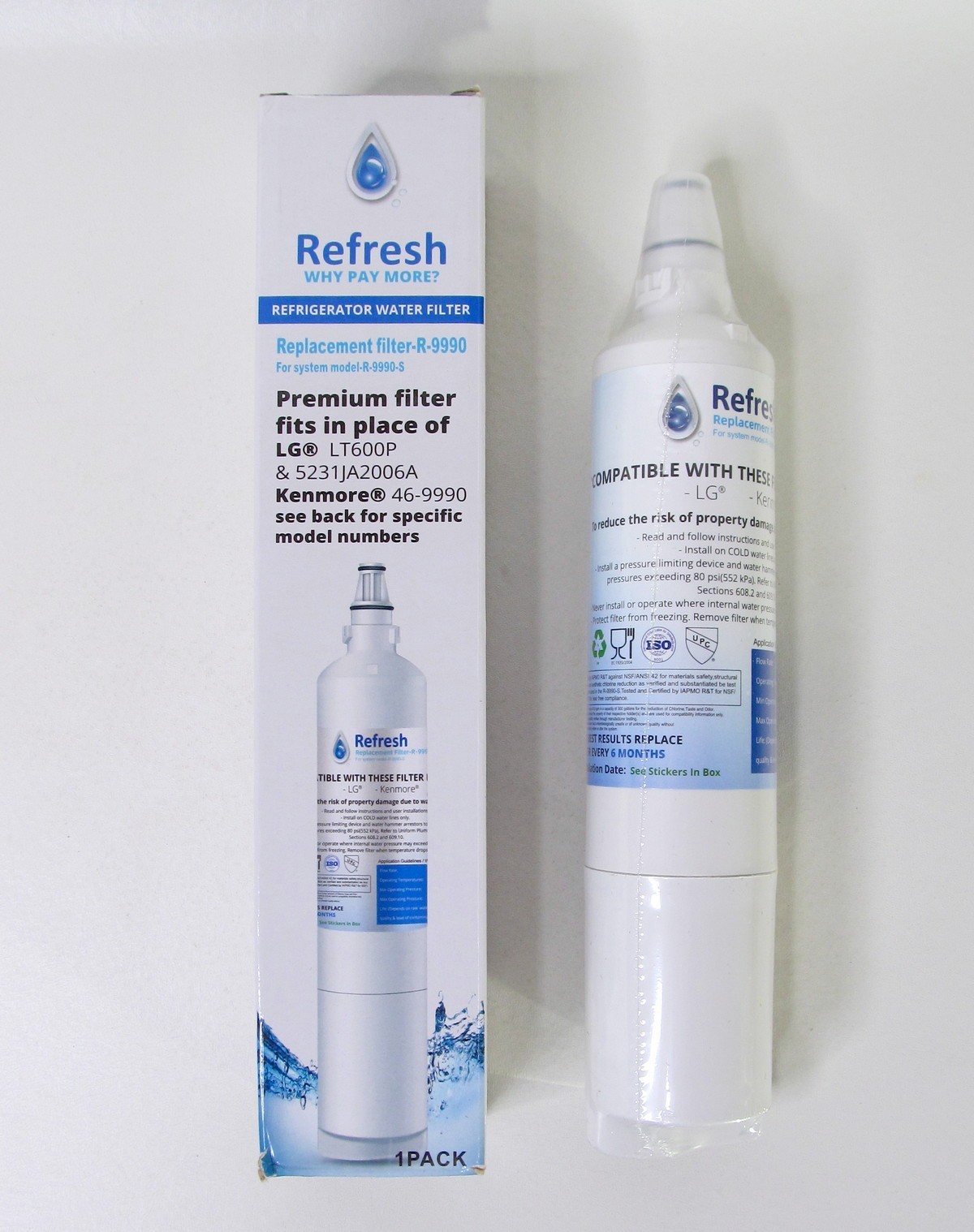 Refresh R-9990 Refrigerator Water Filter | For Various LG & Kenmore Models