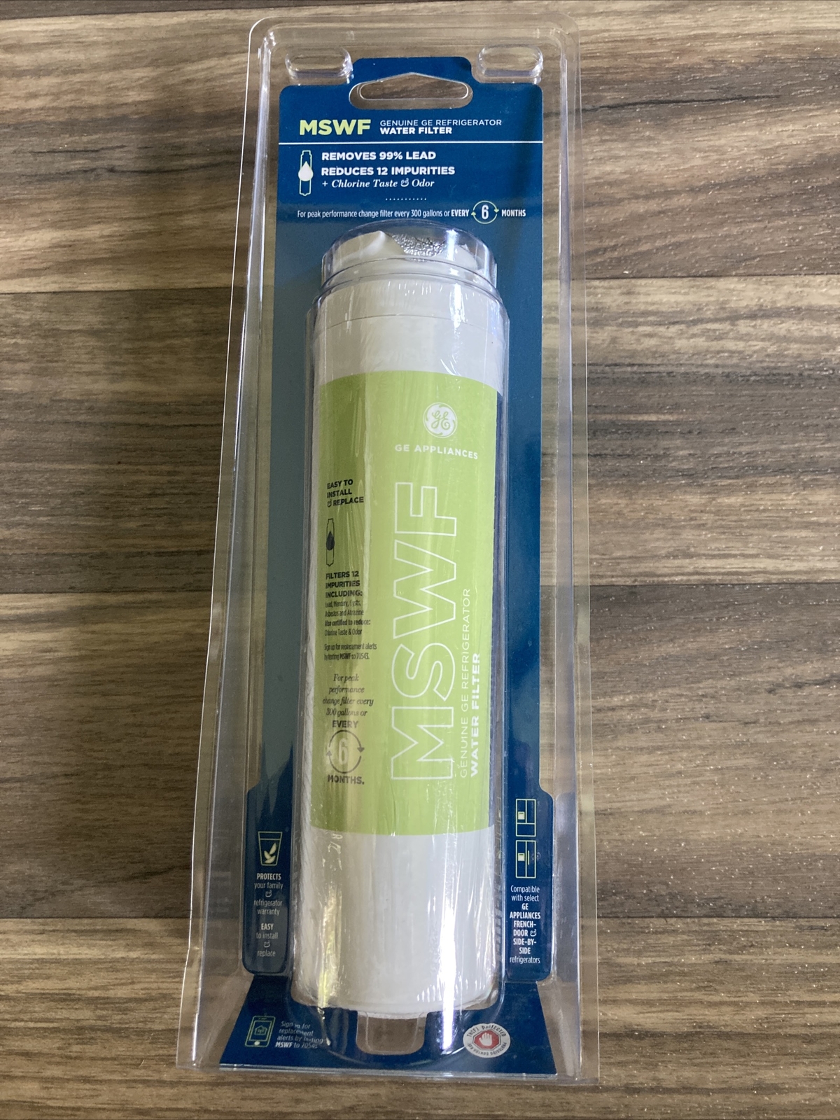 GE Refrigerator Water Filter MSWF 6 months Removes 99% Lead, Reduces 12 impurity