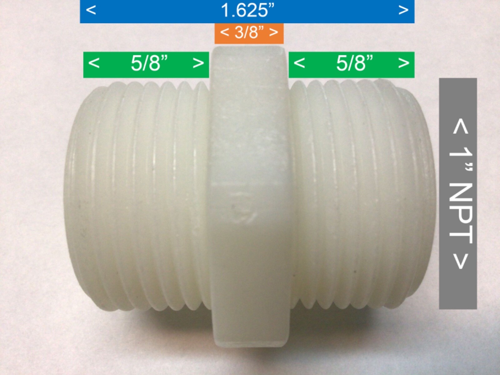 Hex Nipple 1” Male x 1” Male NPT Polypropylene Threaded Filter System Fitting