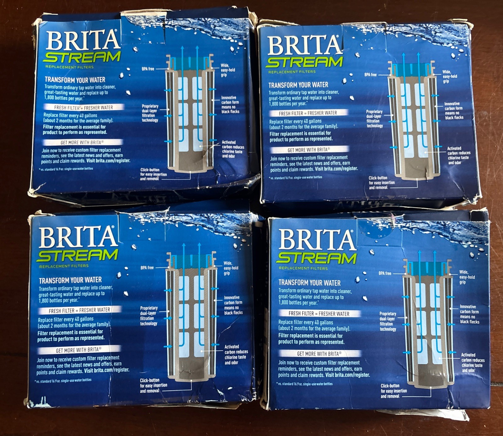 **4 PACKS OF 3** Brita Stream Replacement Water Filters 3 Count 40 Gal Open Box