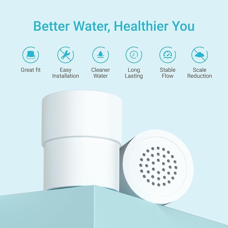 Replacement Filter Jolie Showerhead Removes Chlorine & Impurities Easy Install