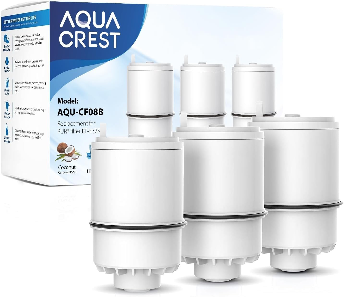 AQUA CREST 3 Pack Faucet Filter Replacement for All PUR®Plus, NSF 42 Certified