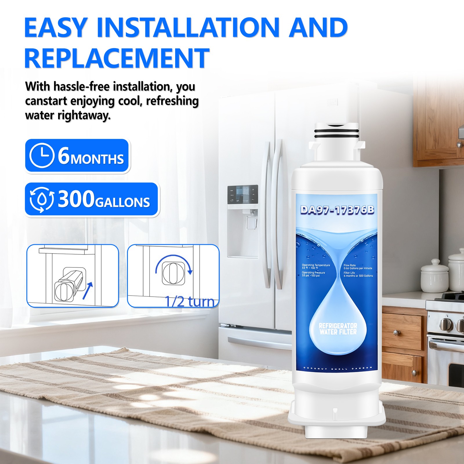 4 PACK Samsung DA97-17376B HAF-QIN/EXP REFRIGERATOR Water Filter US