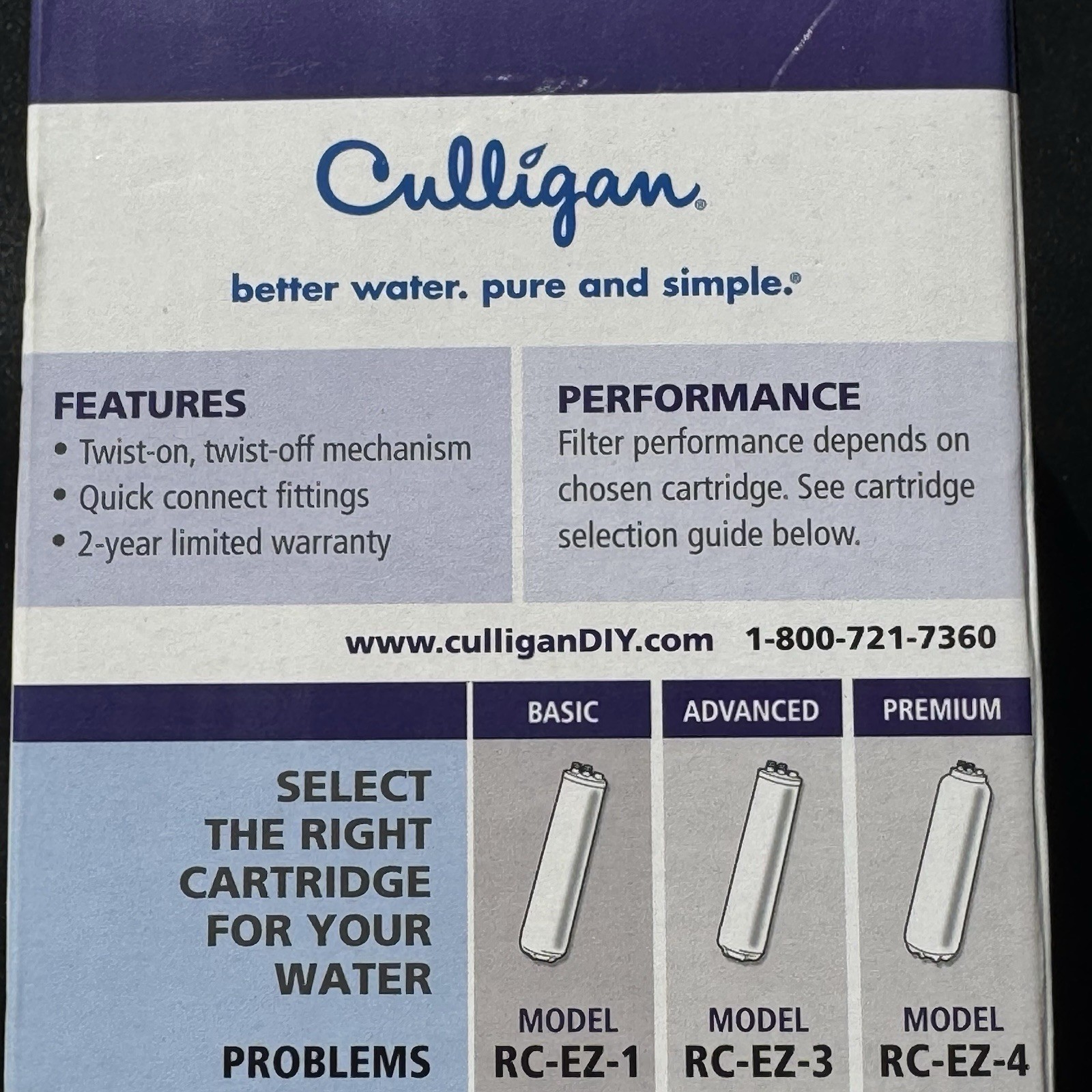 Culligan IC-EZ-1 Basic Filtration Icemaker and Refrigerator Filter Genuine New