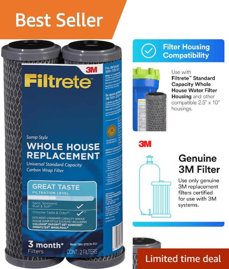 Compact Filtrete Water Filter Housing Set – Removes Impurities, 2 Count