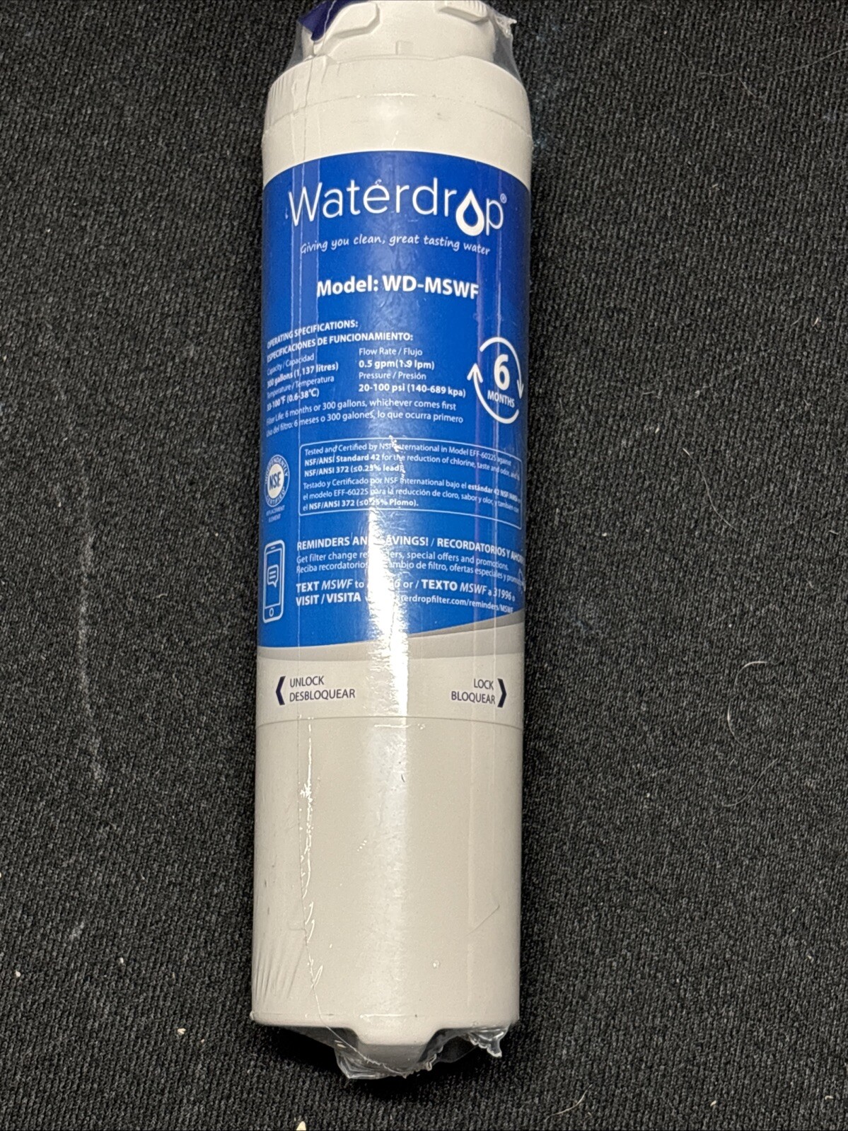 New WATERDROP WD-MSWF Refrigerator Ice/Water Filter MD-MSWF 6 Months 300 Gallons