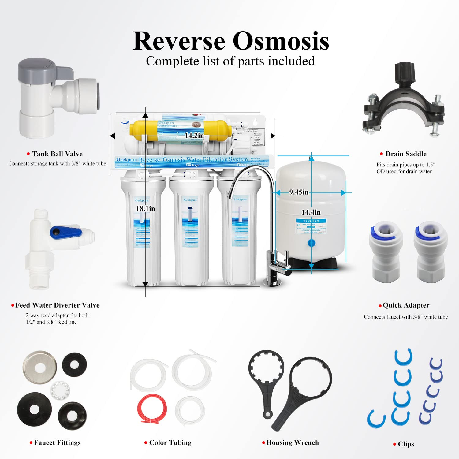 6 Stage Undersink Reverse Osmosis System Water Filter with Mineral Filter 75 GPD