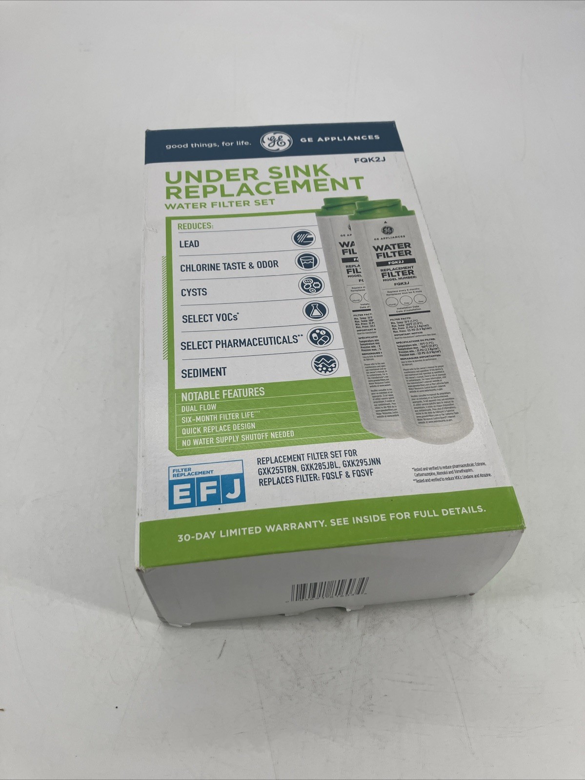 GE FQK2J Under Sink Replacement Water Filter Set 2-Pack Dual Flow Advanced Kit