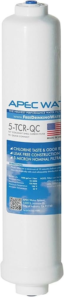 APEC Water 5-TCR-QC 10 Inch Inline Carbon RO Filter Quick Connect NEW
