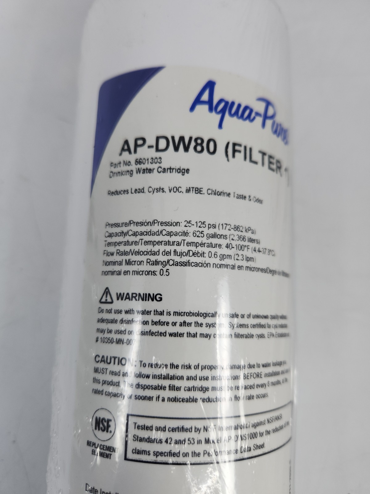Aqua Pure 3M AP-DW80 Filter 1 Replacement Water Cartridge 6601303 Sealed