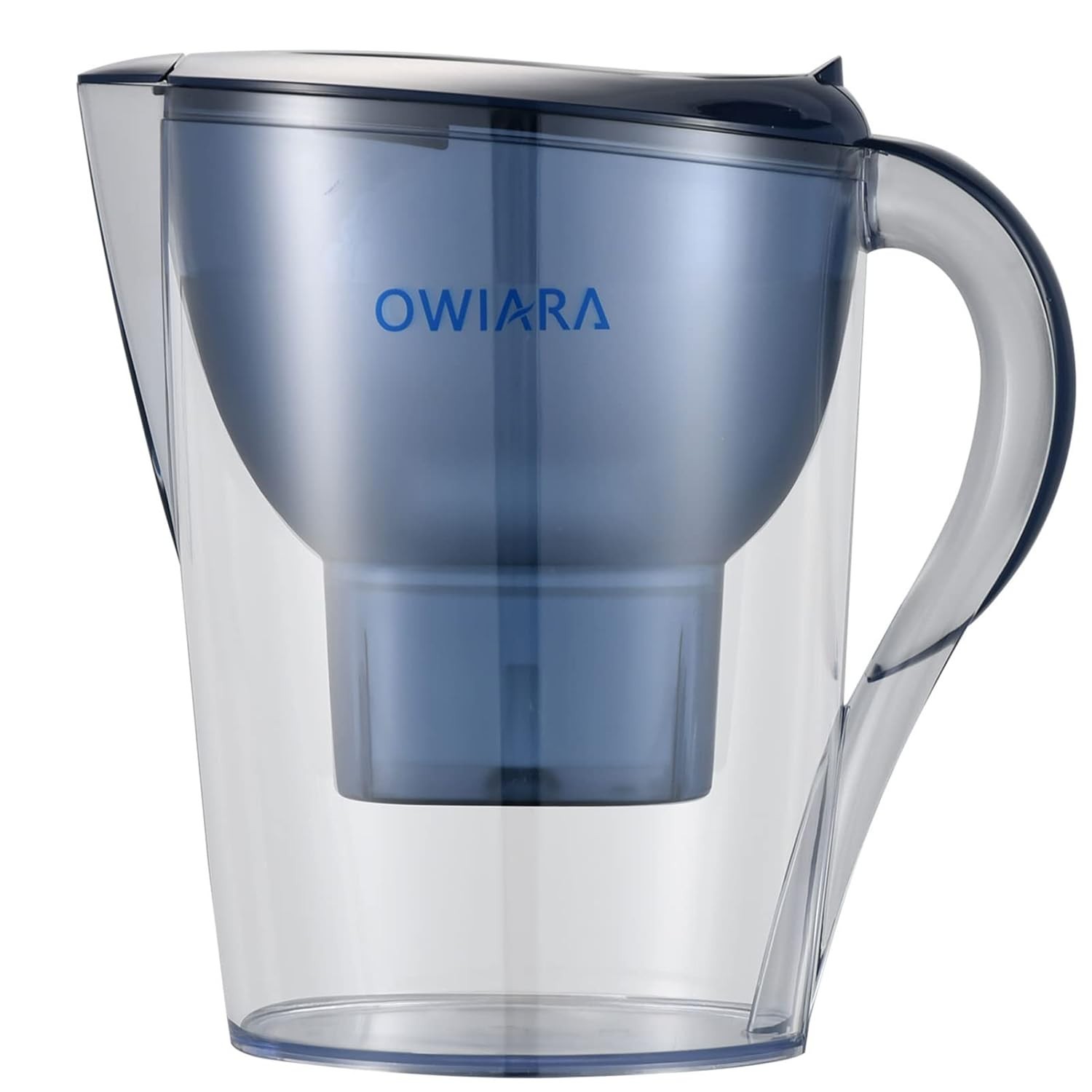 Manual Powered 14-Cup Water Filter Pitcher with Activated Carbon & Digital Alert
